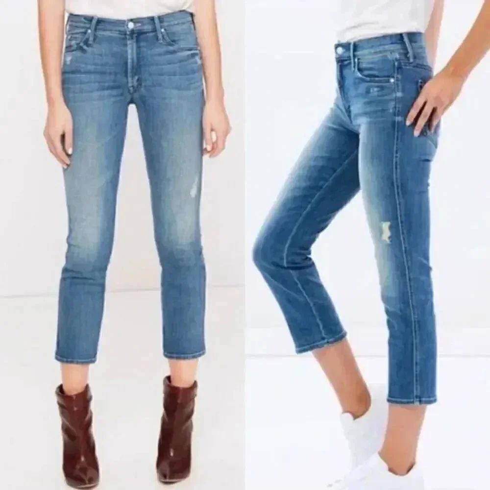 MOTHER High Waisted Rascal Crop Graffiti Girl Size 26 $238